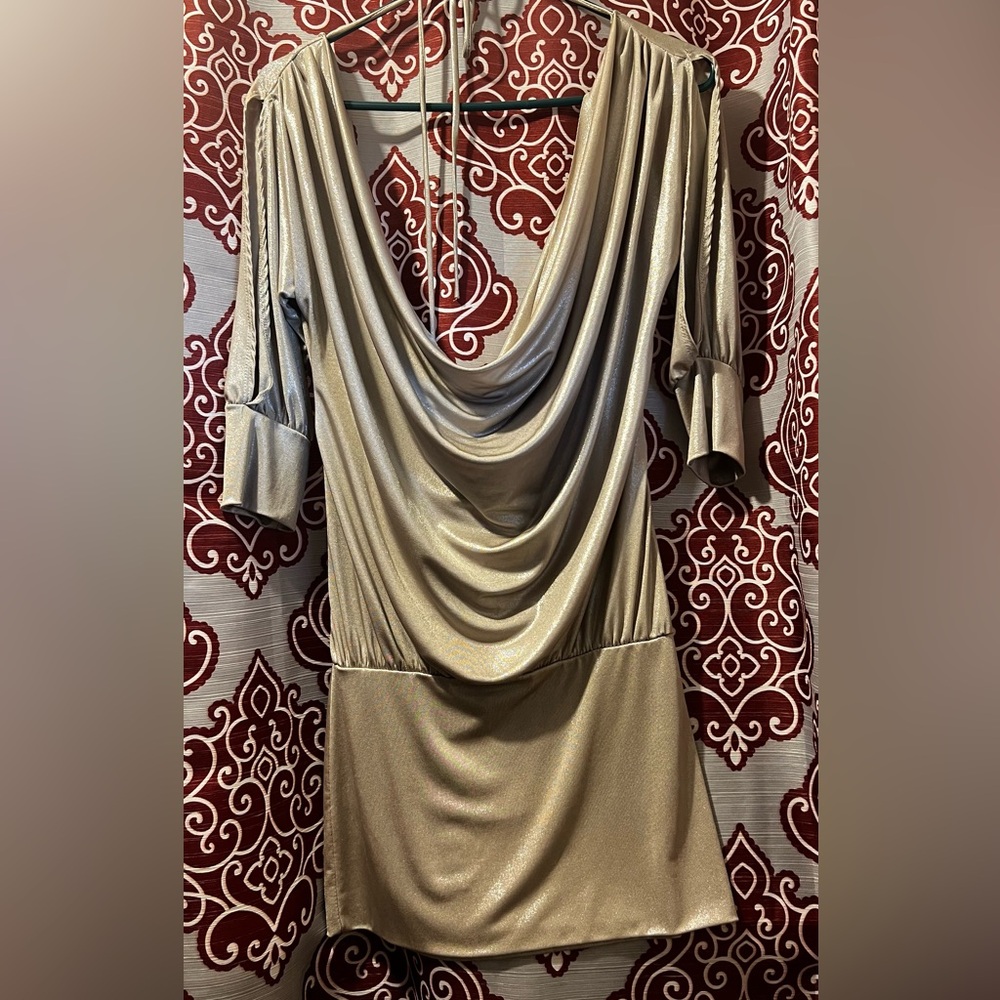 Forplay Shimmering Gold Draped Dress